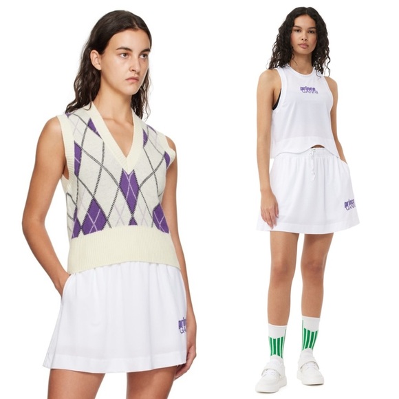 GANNI X PRINCE Graphic Logo Elastic Drawstring Waist Pull On Tennis Skirt S - Picture 12 of 13